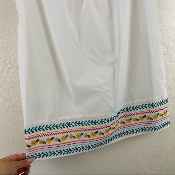 BCBG Size Small White & Pink Embroidered Sleeveless Cotton Slip-on Mini Dress - Picture 3 of 6